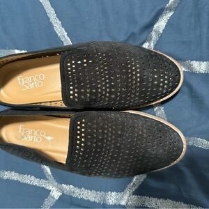 Franco Sarto Perforated Black Loafers
